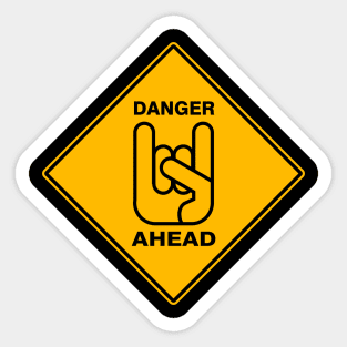 Danger Ahead Metal Horns Sticker
